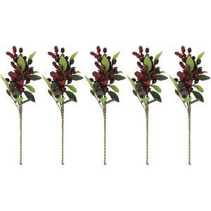 Set of 5 15" Vibrant Red Artificial Pip Berry Stems - DIY Crafts & Home Decor